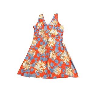 Title nine Dream V neck womens dress Camellia orange swift snap zipper pockets L